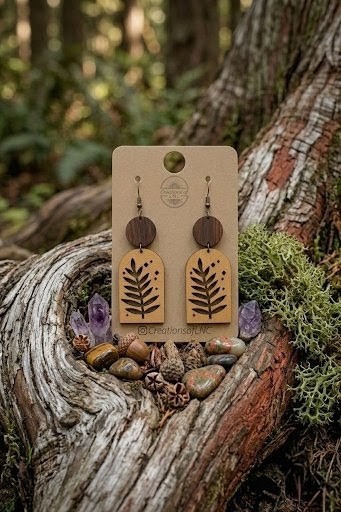 Botanical Leaf Oval Basswood Earrings