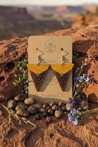 Red Rock Chevron Basswood Earrings